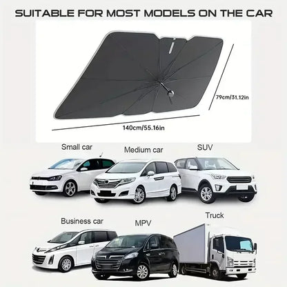 Multi-Purpose Foldable Car Windshield Sunshade and Interior Protector - Amagi Auto Parasol Umbrella Front Cover