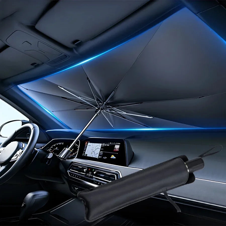 Multi-Purpose Foldable Car Windshield Sunshade and Interior Protector - Amagi Auto Parasol Umbrella Front Cover