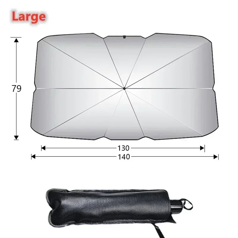 Multi-Purpose Foldable Car Windshield Sunshade and Interior Protector - Amagi Auto Parasol Umbrella Front Cover